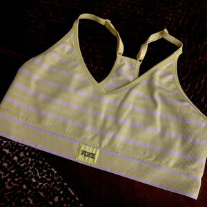 Xxl PINK Victoria's Secret Yellow and White Striped sports Bra
